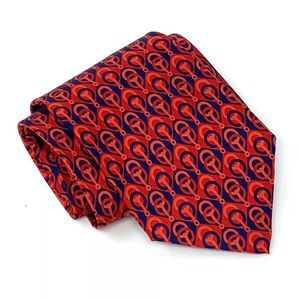 Gucci Neck Tie Horse Bit Print Silk Red